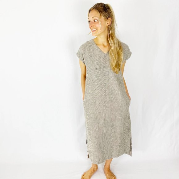 LinenbyMN Natural Stripe Dress - Picture 2 of 4